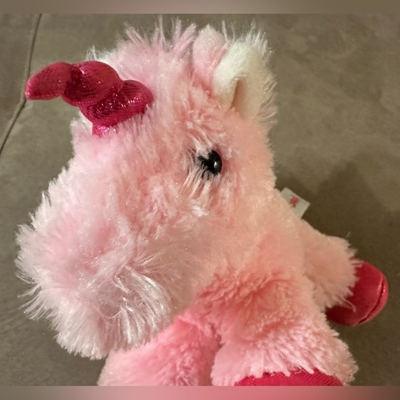 Justice Girls 10” Pink Fluffy Unicorn Plush Stuffed Animal Sparkly Horn Wings - Picture 8 of 16
